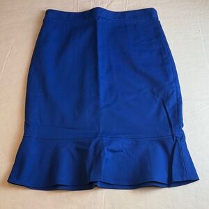 Club Monaco Women's Royal Blue Pencil Skirt Ruffle Hem Size 2